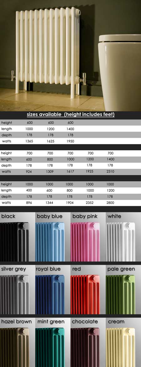 4 Column Floor Standing Coloured Radiators (104F)