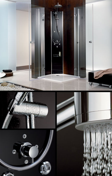 Black Glass Corner Shower Column (81E)