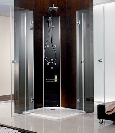 Black Glass Corner Shower Column (81E)