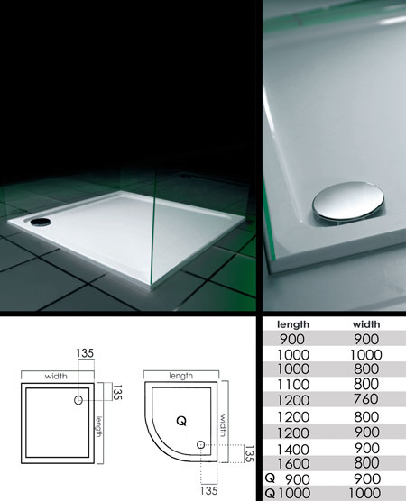 Slimline Shower Tray in Stone Resin (60P)