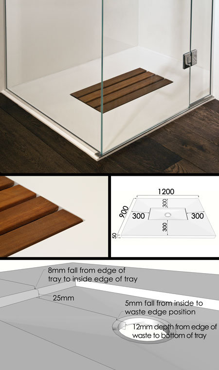 New Samba Shower Tray with Wood  Insert (60H)