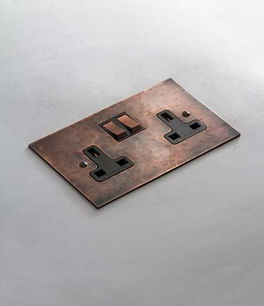 Distressed Copper Electrical Plug Socket (124H)