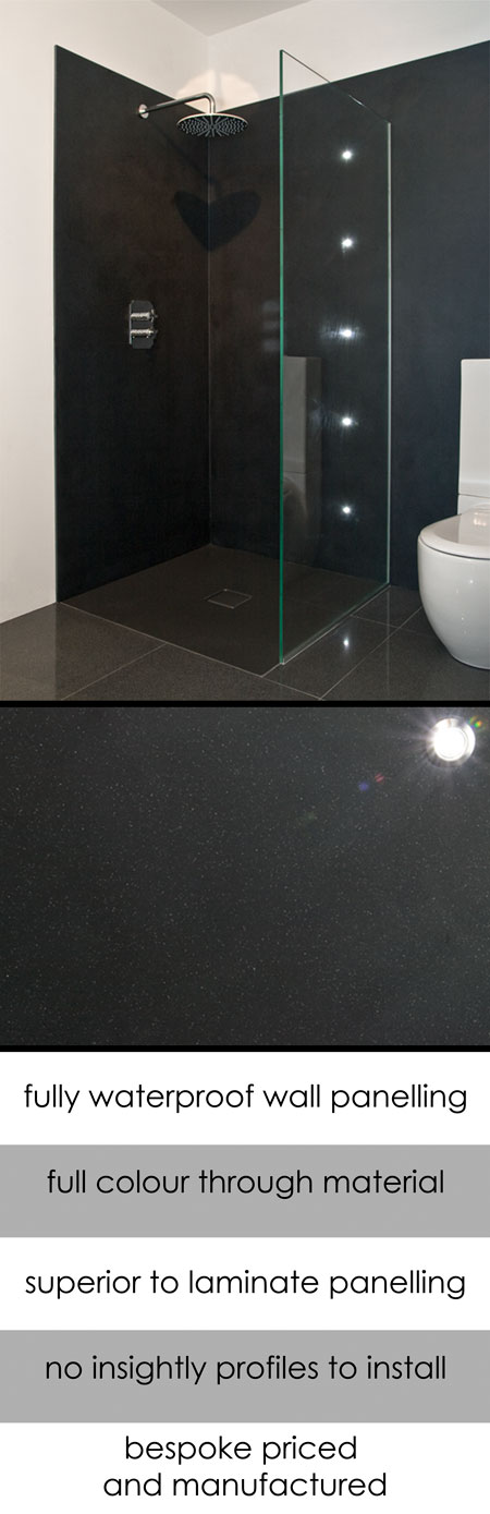 Charcoal Black Shower Waterproof Wall Panels (71D)