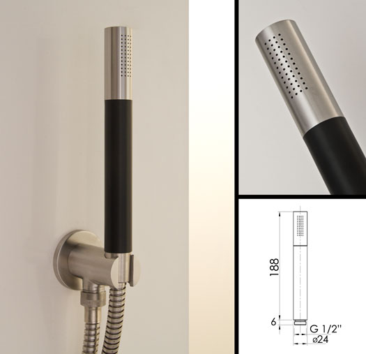 Black & Stainless Shower Head (49P)