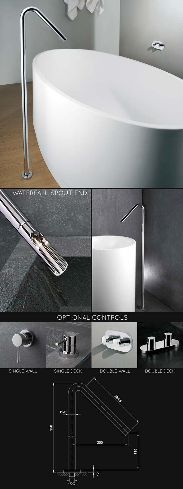 Modular Freestanding Bath Filler Spout (39D)