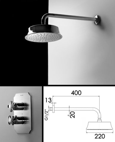 Coox Fixed Shower Head and Wall Arm (36E)