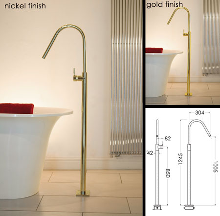 Nickel Freestanding Bath or Basin Filler Tap (48D)