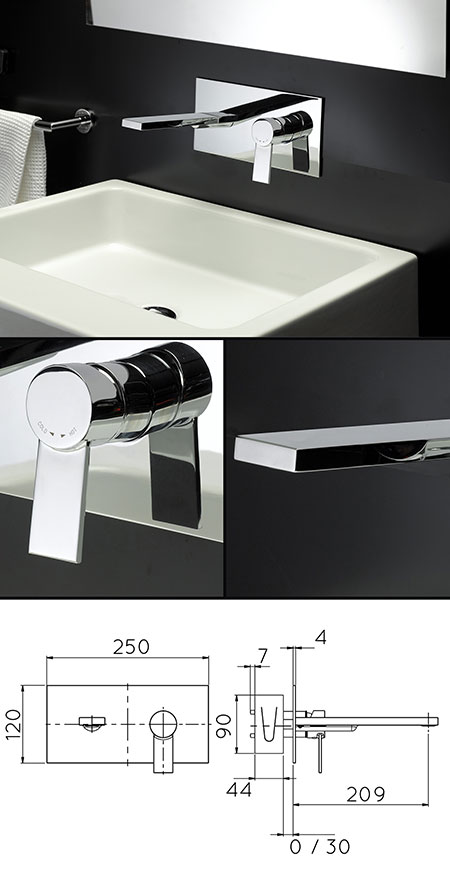 Loft Wall Mounted Basin Mixer Tap (37F)