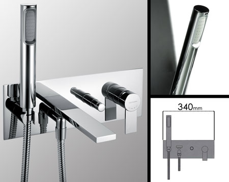 Loft Wall Mounted Bath Filler with Shower (37J)