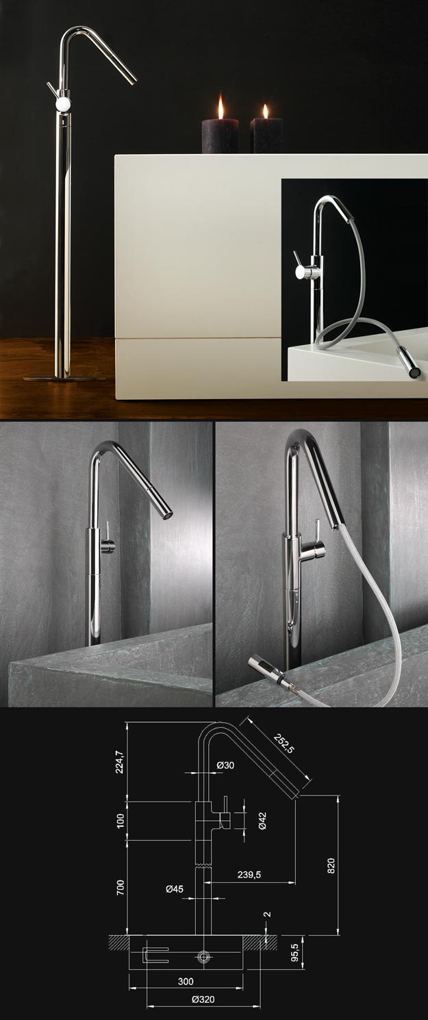 Freestanding Bath Tap with Pull Out Shower (39E)