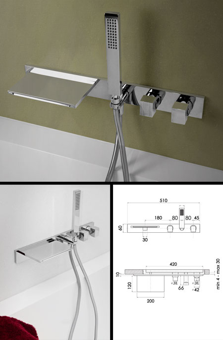 Waterblade Wall Mounted Bath Tap & Shower (38C)