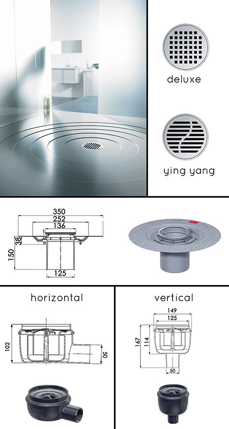 Round Shower Drain For Vinyl Wet Room Floors (88D)