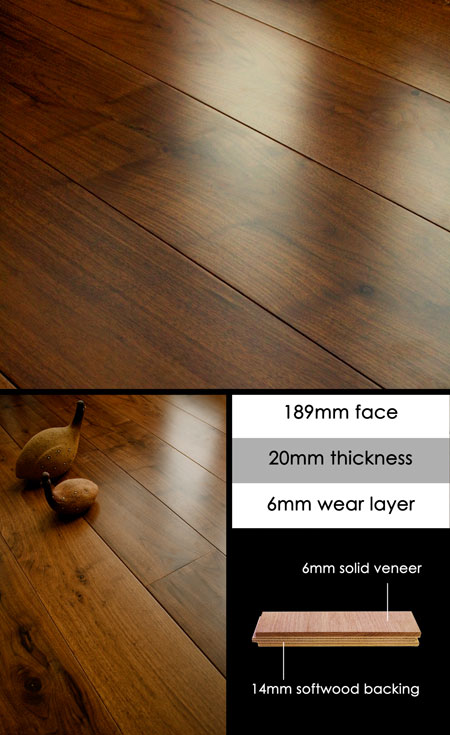 Engineered Walnut Flooring, Engineered Hardwood Flooring 6mm Wear Layer