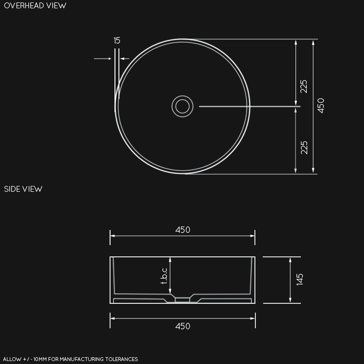 Overhead view of Circulo Stone Resin Round Wash Basin