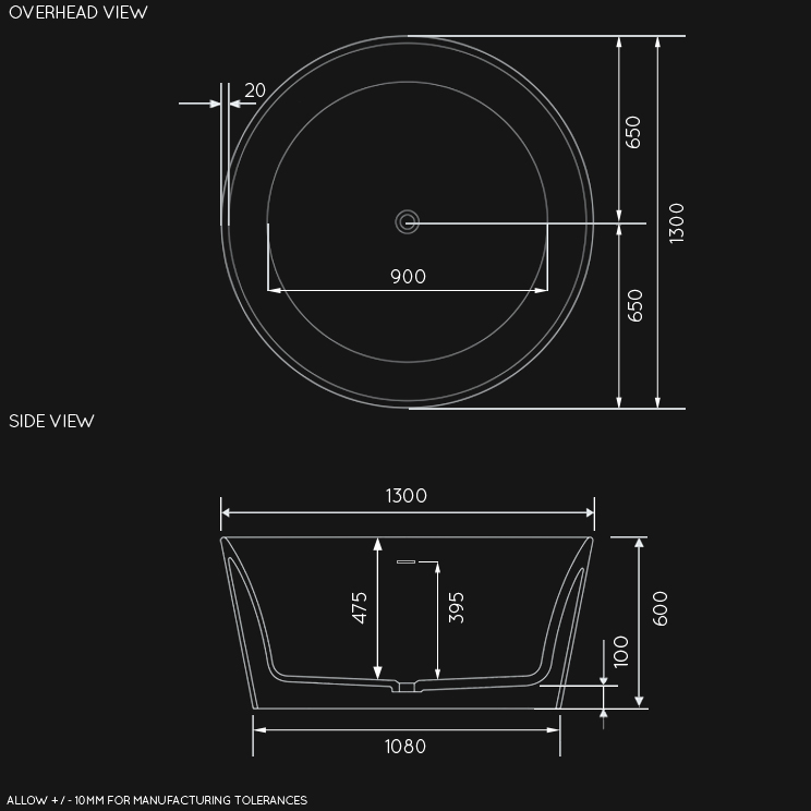 Overhead view of Circulo Round Stone Bath (26Y)