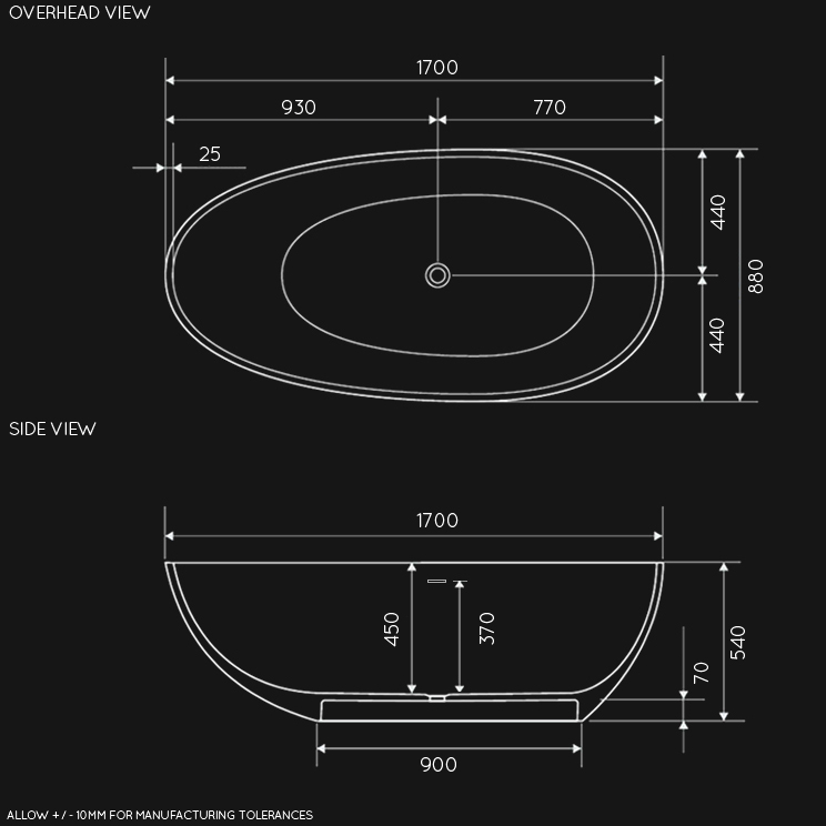 Overhead view of Cleo Stone Resin Bath (26B)