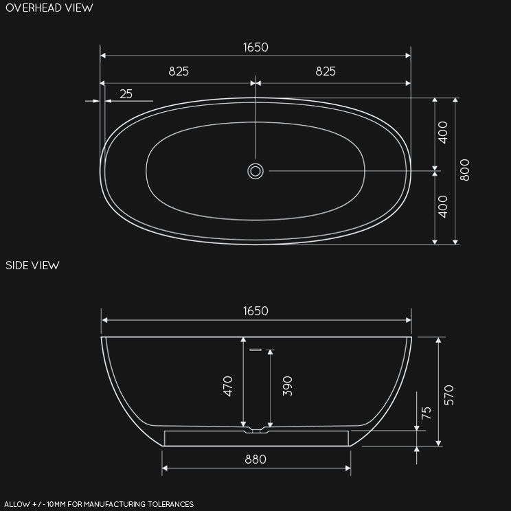 Overhead view of Oscar Modern Freestanding Bath (26N)