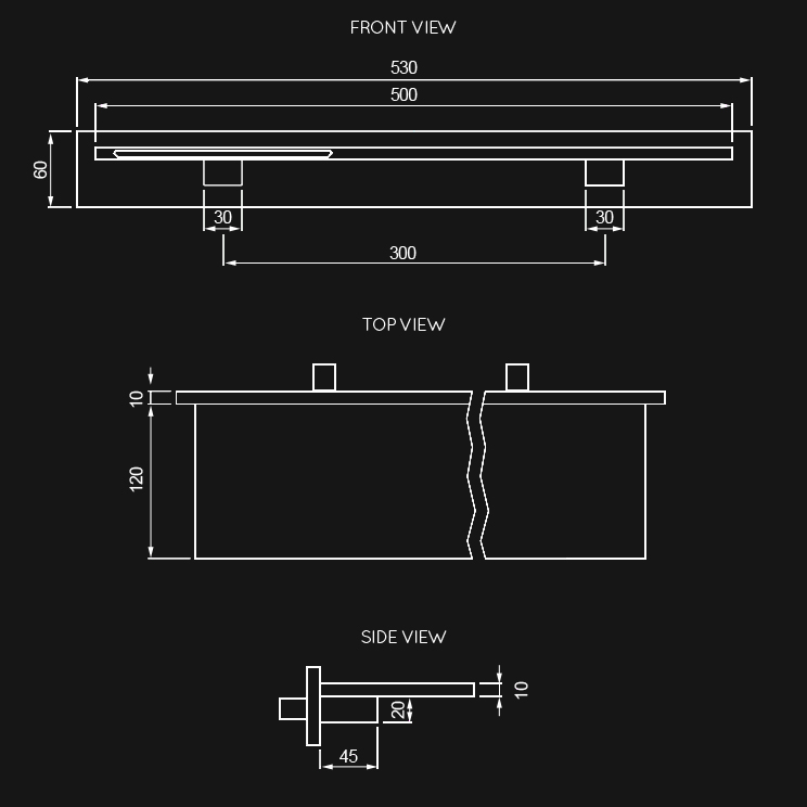 Dimensions view of Waterblade Waterfall Bath Mixer Tap (38E)